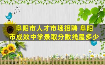 阜阳市人才市场招聘 阜阳市成效中学录取分数线是多少